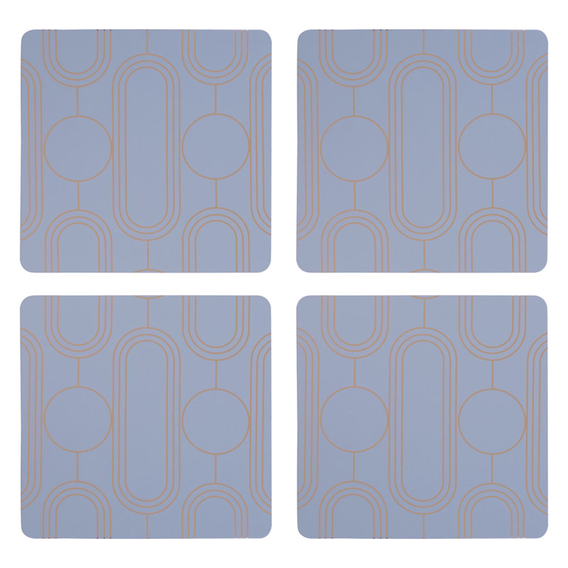 Square 4 Piece Coaster Set, Blue