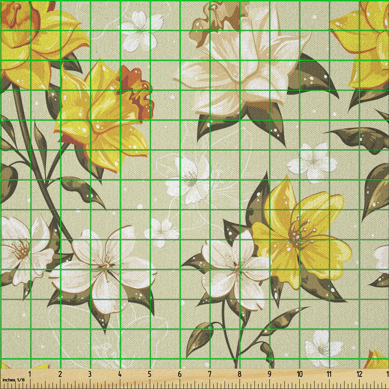 Cynitha Classy Spring Floral Narcissus Branch Fabric
