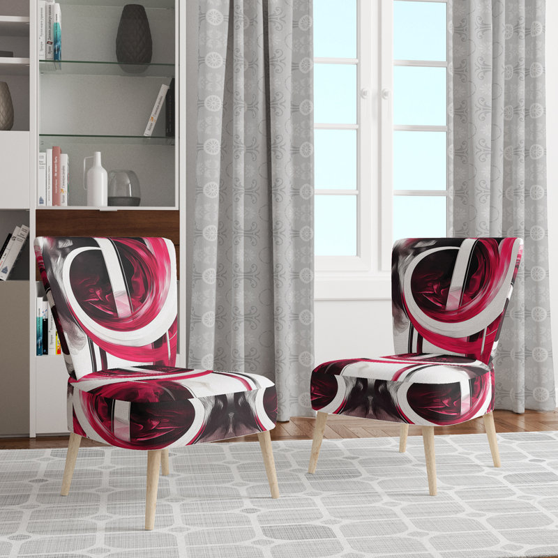 Fauteuil d'appoint contemporain tapissier doré Gold Deco I, Rouge / Blanc