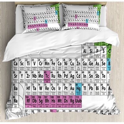 Periodic Table Colorful Chemistry Science Club Print for Teacher Students Duvet Cover Set -  Ambesonne, nev_33449_king