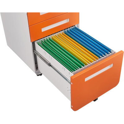 Classeur à 3 tiroirs avec serrure, classeur mobile en métal à 5 roulettes, entièrement assemblé