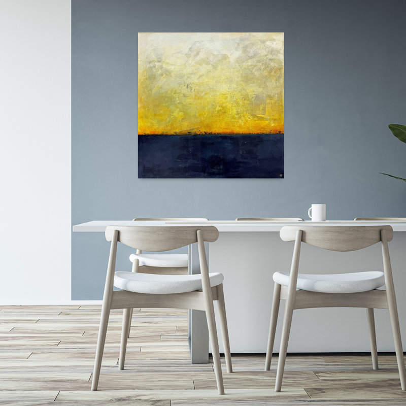 Art mural de paysage contemporain abstrait guidé par la lumière, H 32 po x l 32 po