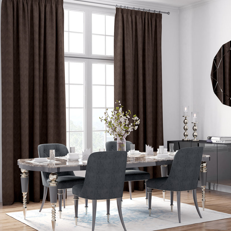 Bacon Room Darkening Curtain Pair, Distressed Brown, 168 W x 137 D cm