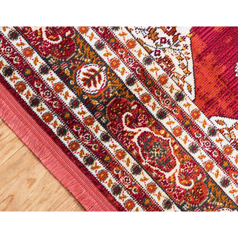 Folmar Oriental Area Rug, Rectangle 5'5" x 8', Red 