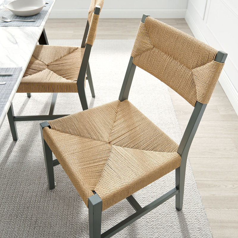 Bodie Wood Dining Chair Set of 2, Gris clair, naturel