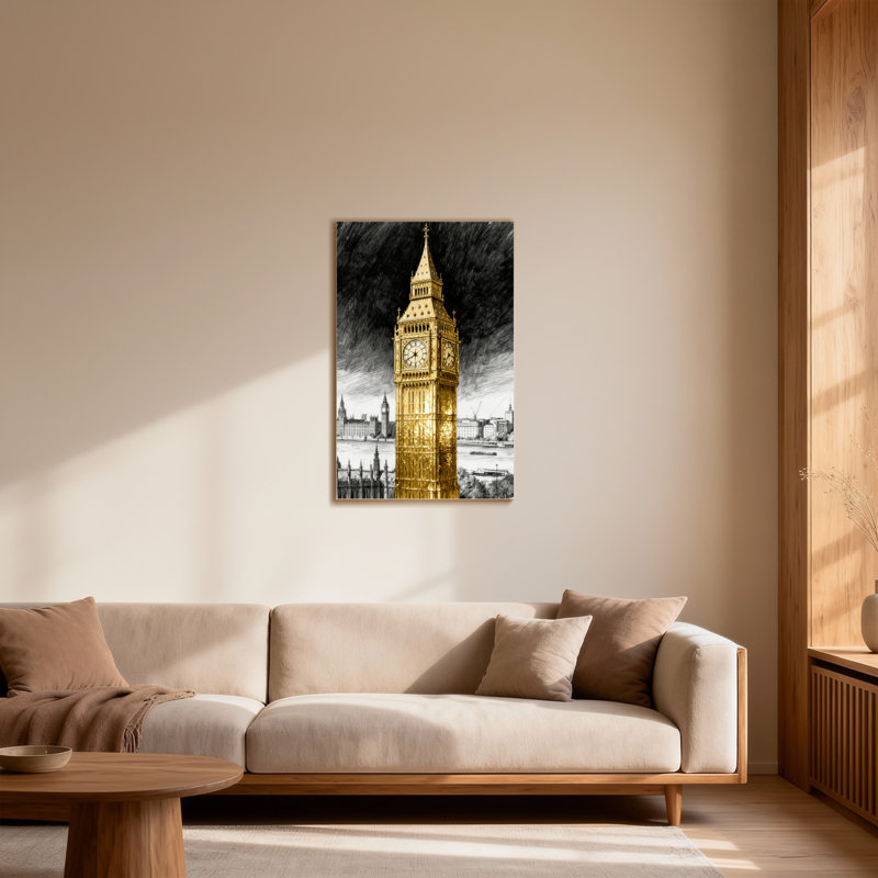 Scénario et paysages urbains Golden Big Ben, H 48 po x l 32 po