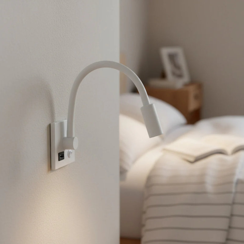 UltraBeam 3 Watt White Recessed Bedroom Reading Light With USB Charging Port