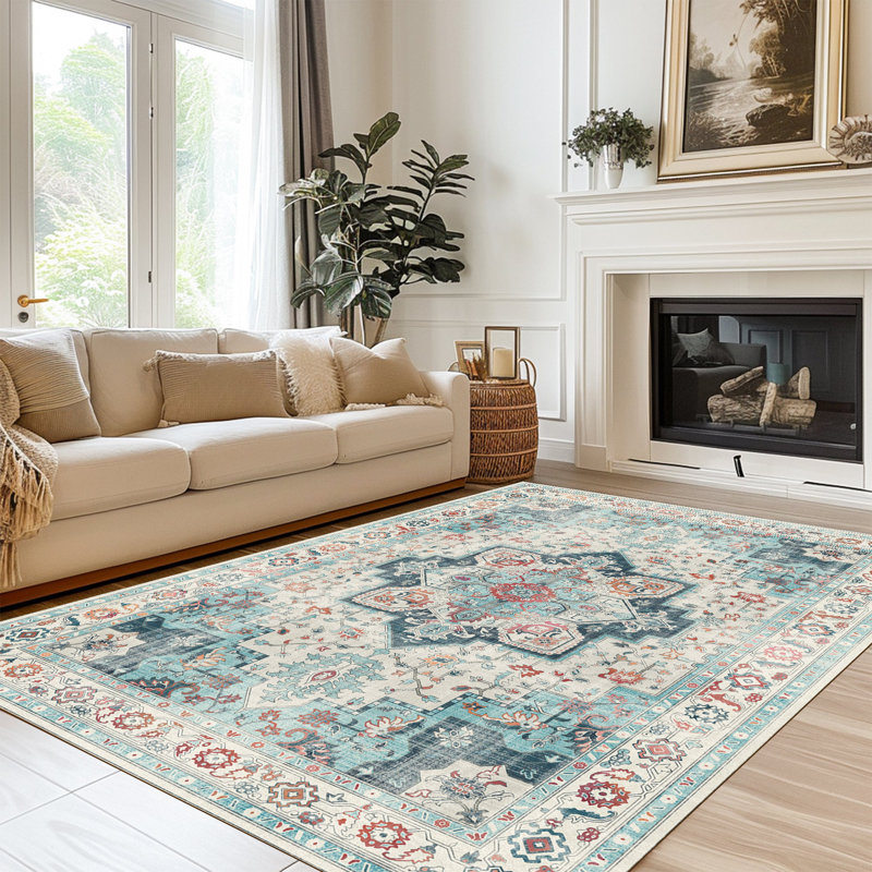 Tapis transitionnel antidérapant lavable à la machine, Rectangle 6 pi x 9 pi, Vert clair