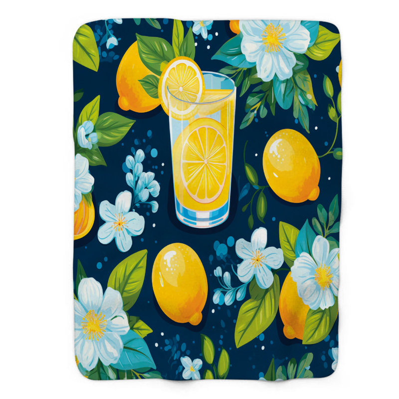 Couverture en sherpa de qualité supérieure 1 pièce Lemon Twist, L 60 po x L 80 po