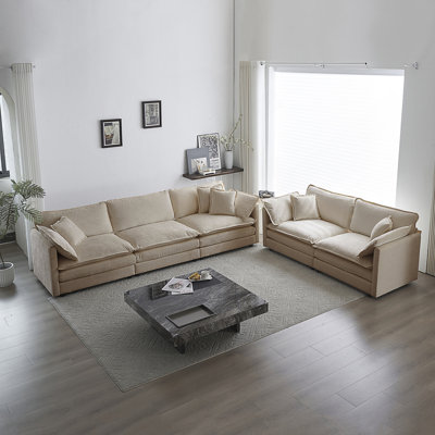 Cullen Chenille 5-Seater Sofa Set with Cushions & Pillows