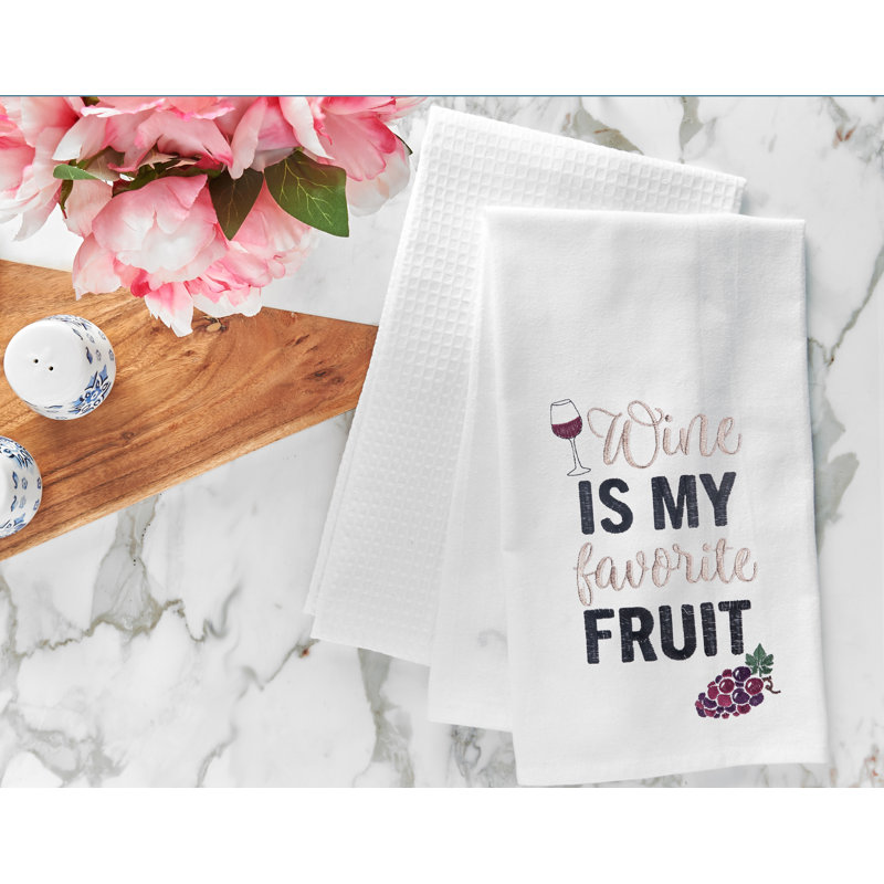 Favorite Fruit Embroidered Cotton Flour Sack Kitchen Towel