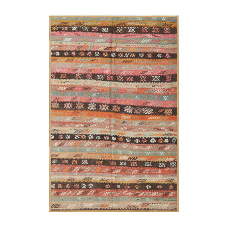 Tapis contemporain rose clair / noir, Rectangle 8 pi x 12 pi