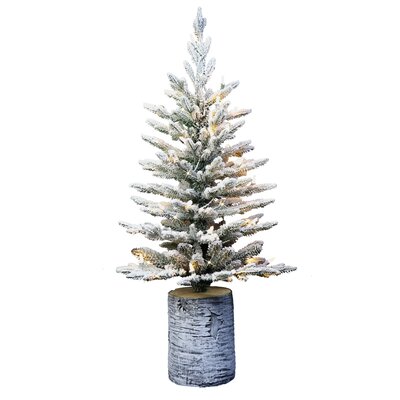 Green/White Realistic Artificial Fir Flocked/Frosted Christmas Tree with LED Lights -  The Holiday Aisle®, C754C04ADD244B6BB602E02A9B495818