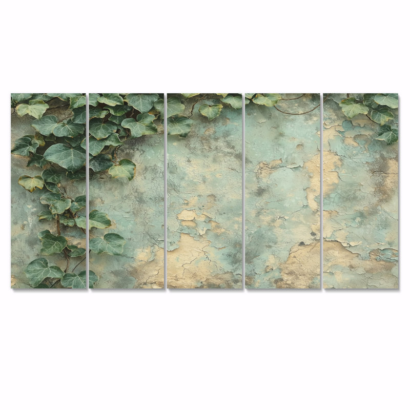 Collage de feuilles de lierre sur AWall III - Of Art - ensemble de décorations murales traditionnelles, H 32 po x l 80 po, 5