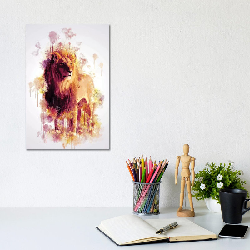 Lion 1 Piece Wrapped Canvas Wall Art, 30.48cm H x 20.32cm W x 1.905cm D