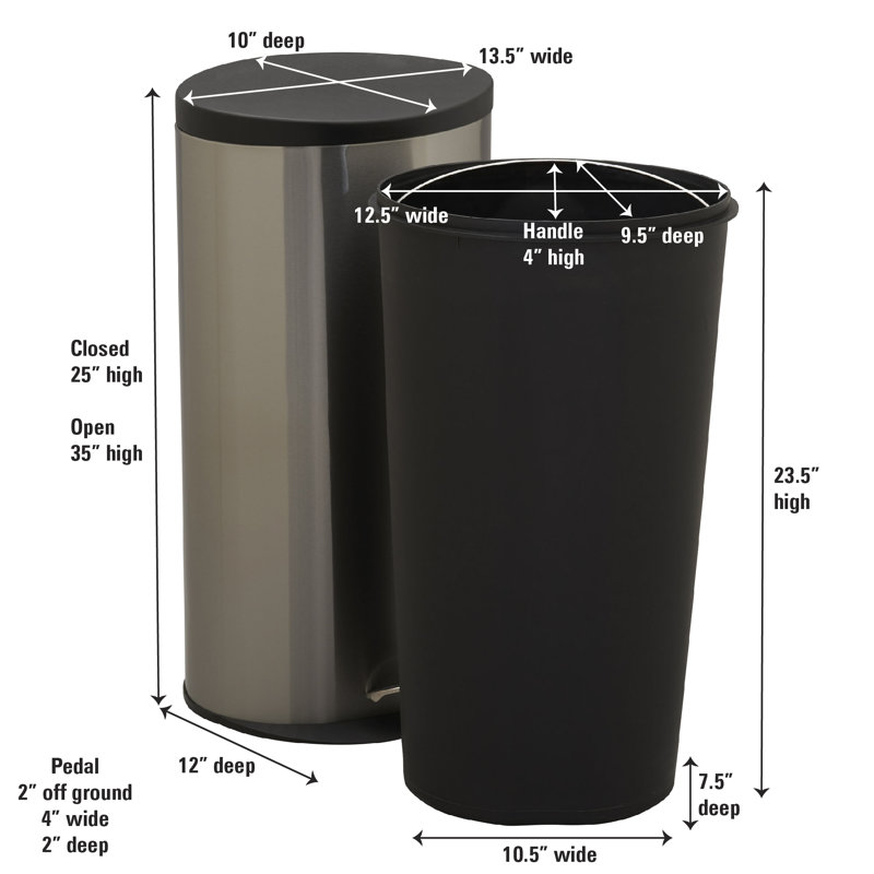 Savannah 30L Brushed Stainless Steel Step Trash Can