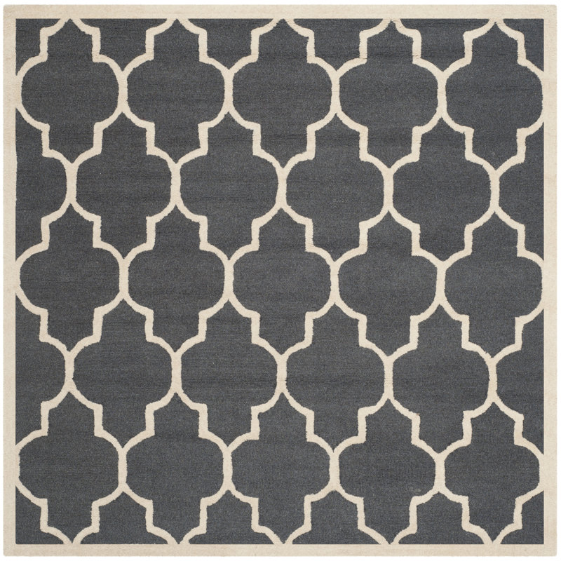 Cannen Hand Tufted Wool Geometric Rug, Square 6'