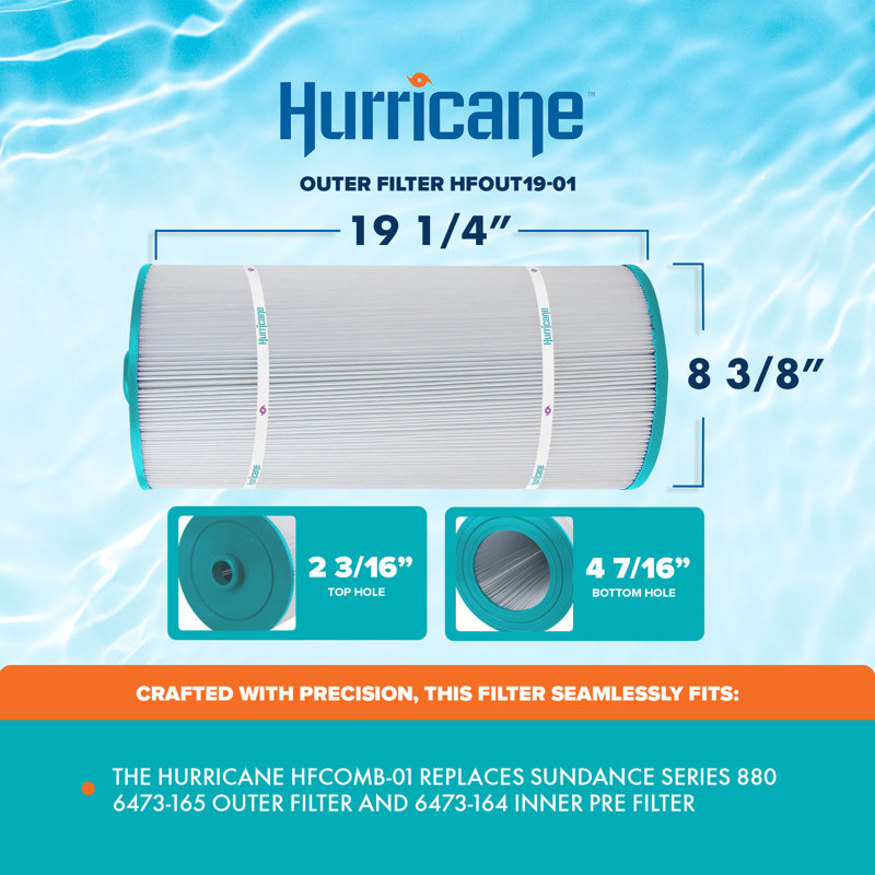 Hurricane 2Pk Replacement Spa Filter Cartridge for Sundance Series 880 6473-165