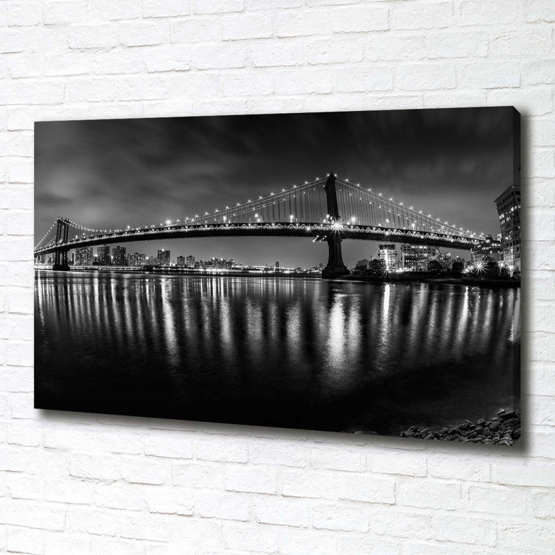 Manhattan By Night - Wrapped Canvas Print