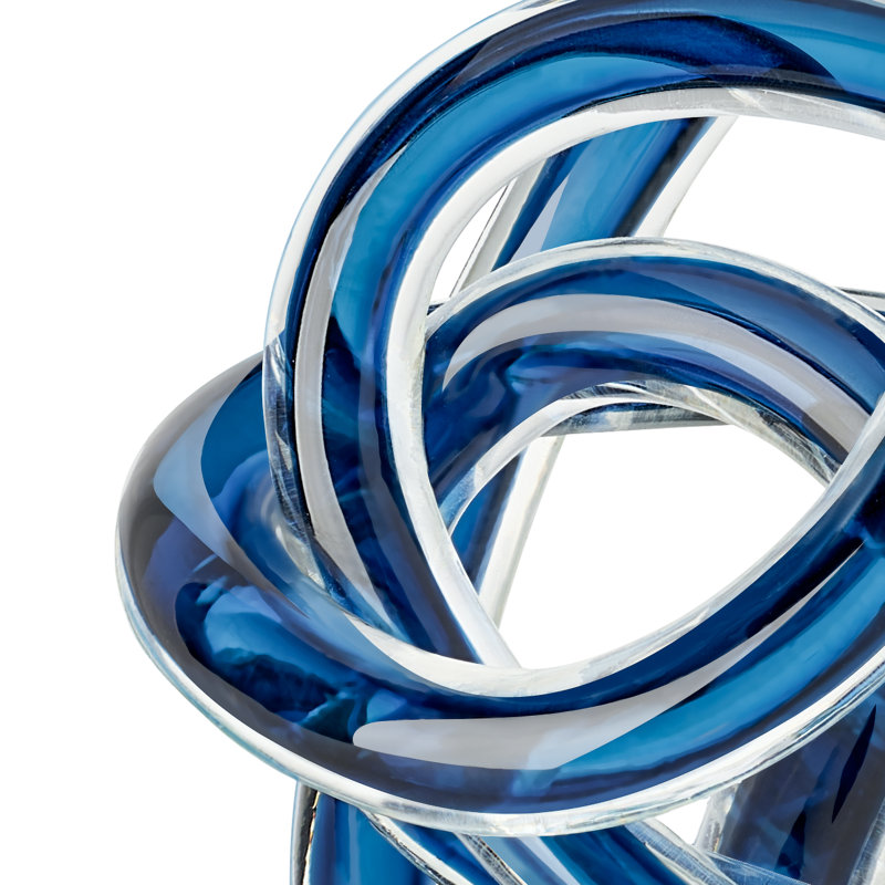 Holliman Decorative Glass Knot Colorful Abstract Decor Piece, Blue, 6" H x 6" W x 6" D