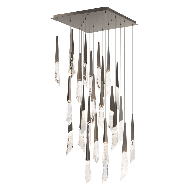 Solitude 25 Light Crystal LED Multi-Light Pendant, Antique Nickel