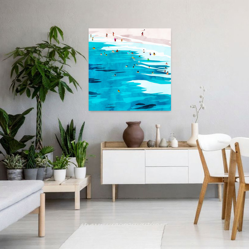 Art contemporain, paysage de plage abstrait, H 36 po x l 36 po