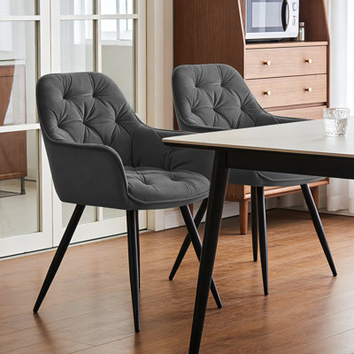 Modern Velvet/Linen Upholstered Dining Chair With Arm
