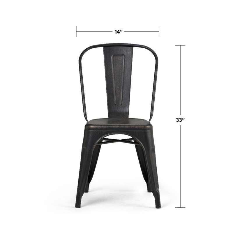 Distressed Black and Copper Metal Stacking Side Chair Set