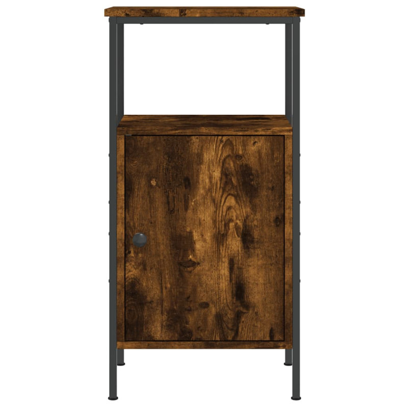 Hedger 41cm W Iron Bedside Table, Smoked Oak, Individual