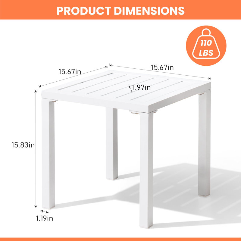 Aluminum Square Side/End Table, White