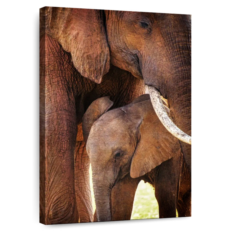 Brampt Mama And Baby Elephant, 48" H x 32" W