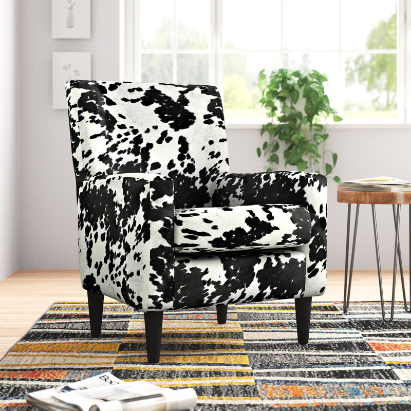 Donham Upholstered Armchair, Cowhide Black, Black