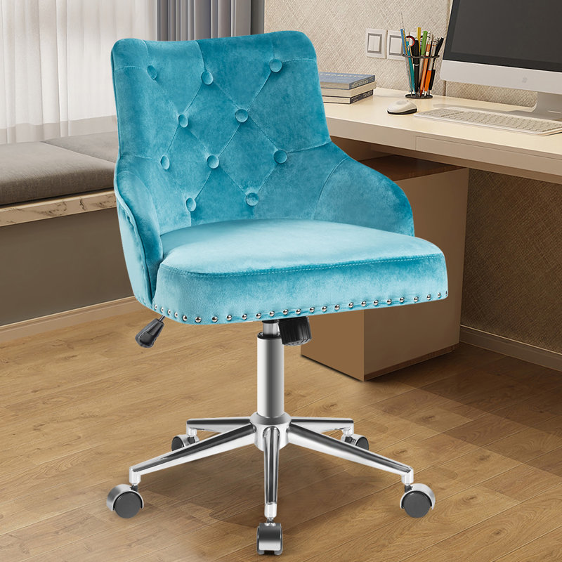 Chaise de travail Feuerstein, Velours bleu marine