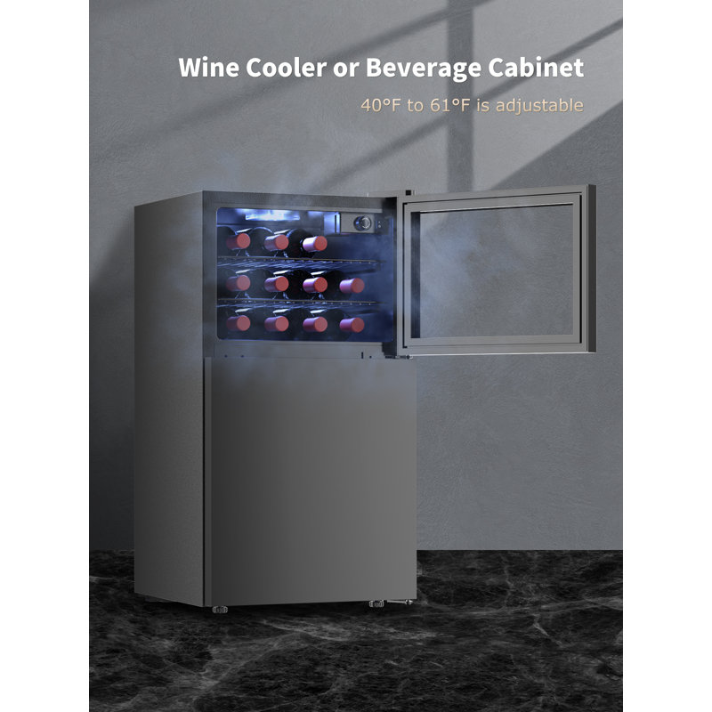 Northair Black Dual Zone Wine Cooler and Freezer with Glass Door
