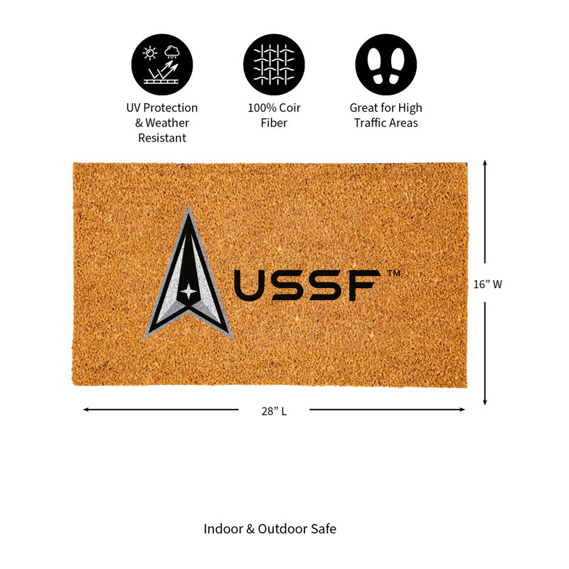 Tapis en fibre de coco, 16 po x 28 po, US Space Force