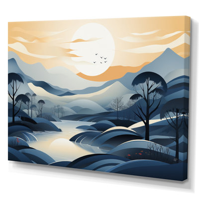 " Blue Gray Line Landscape "