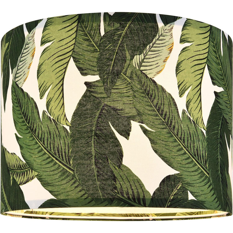 Abat-jour tambour en lin vert H 10 po x l 13 po
