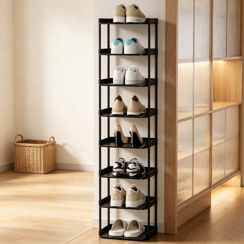 8 Pair Shoe Rack, Black