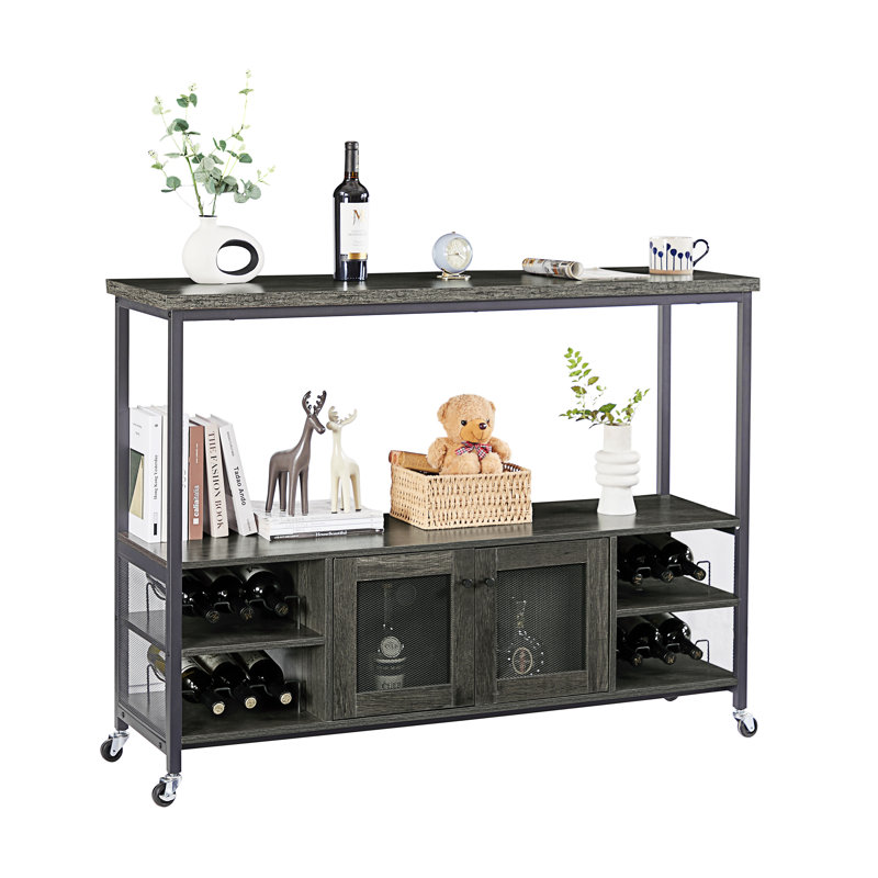 Table de couloir 54,3 po Elihu, table de canapé, console avec tablettes ouvertes, Gris foncé