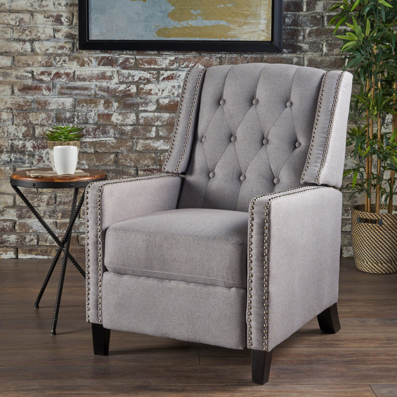 Heidegret Upholstered Recliner, Light Gray 100% Polyester