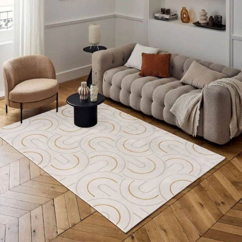 Carmel Modern Arc Cream/Gold Area Rug, Rectangle 80 x 150 cm