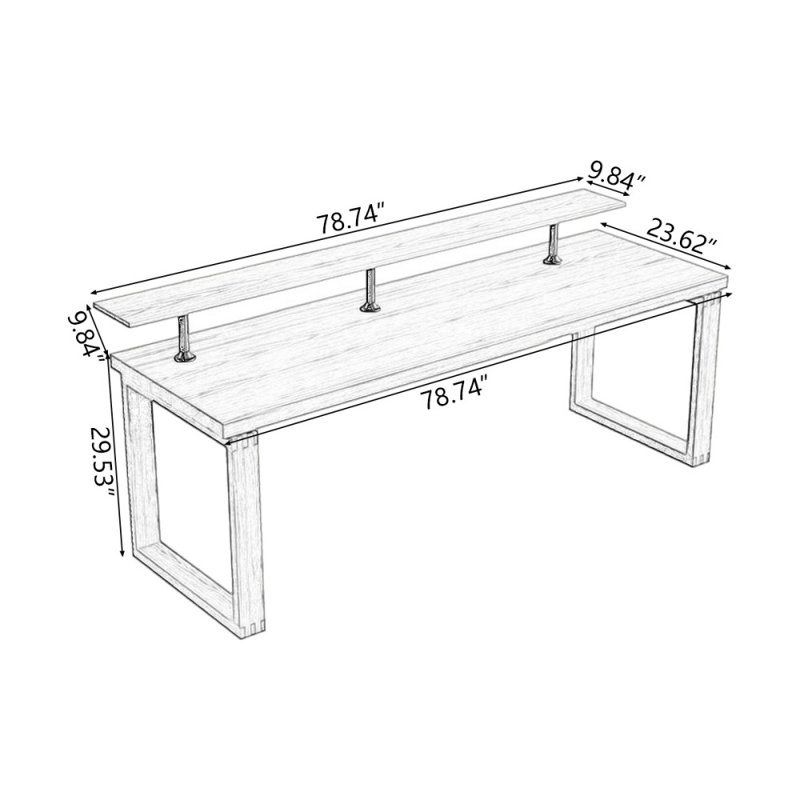 Bureaux rectangulaires en bois massif brun, H 36,61 po x l 75,98 po x P 20,87 po