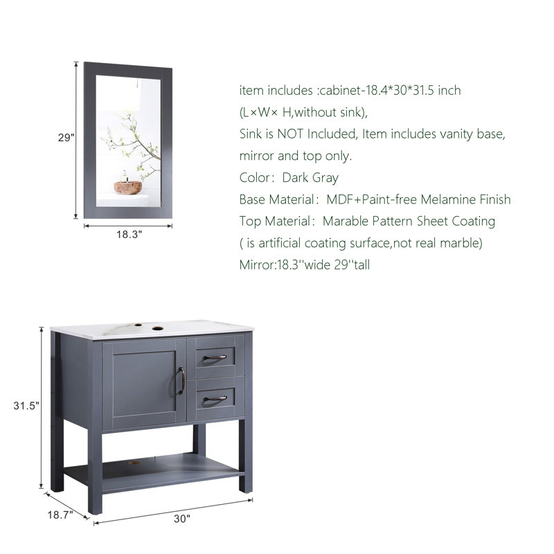 Meuble-lavabo simple l 30 po x P 18,7 po x H 31,5 po Lavilla