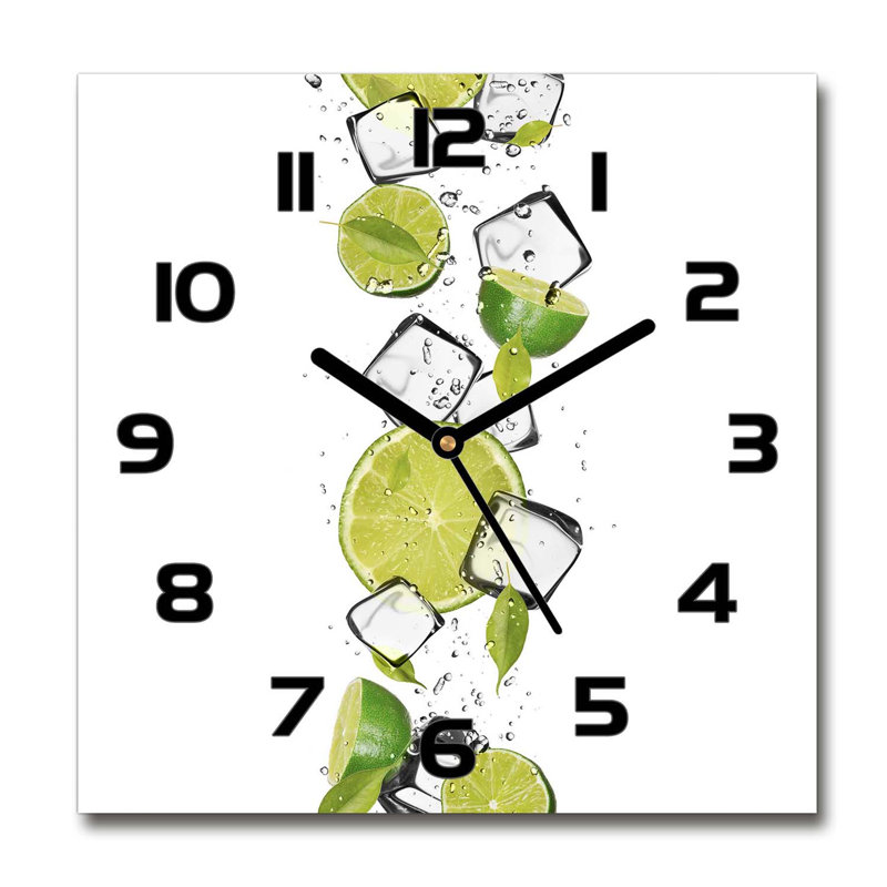 Idesha Glass Wall Clock, Black/Green/White