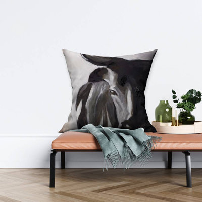 Bull head closeup - 26"x26" Throw pillow cover - Poly twill - Print on demand