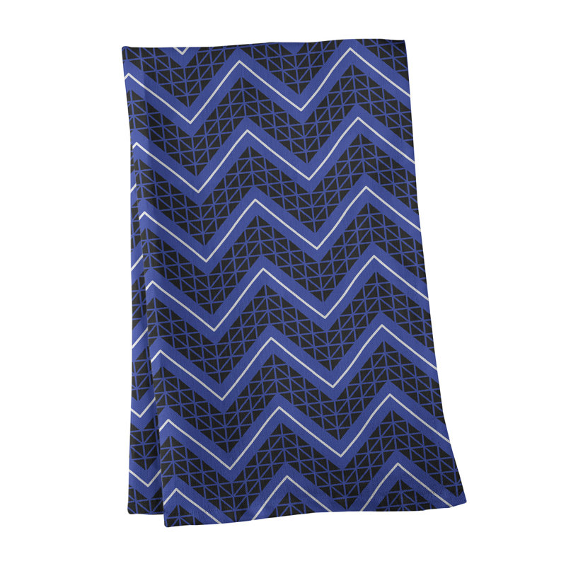 Stephenie Tea Towel Kitchen Towel, Blue/Black/White, Poly Twill