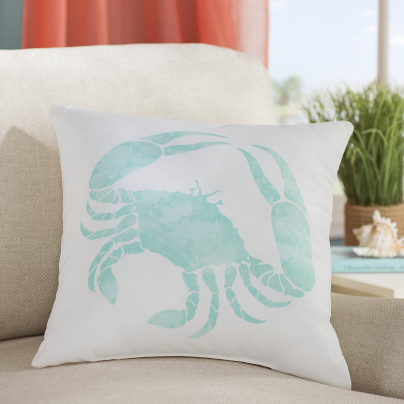 Beach Vacation Reversible Throw Pillow, 26" H x 26" W, Aqua