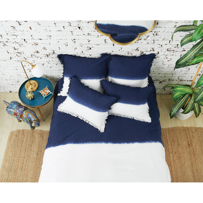 Aster Two-Tone Indigo and White Cotton Standard Sham
