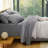 Bedsure 100% Washed Cotton Sheets - Linen Like Textured Percale Sheets King Size, 6-Piece Bedsheet Set With 18" Deep Pocket, Breathable & Purewoven Soft Comfy (Grey, King)-125578409-125578410