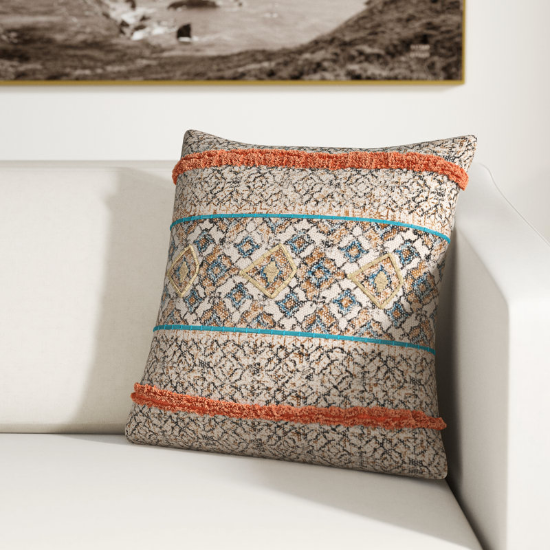 Cotton Throw Pillow, Polyester/Polyfill, 18" H x 18" W